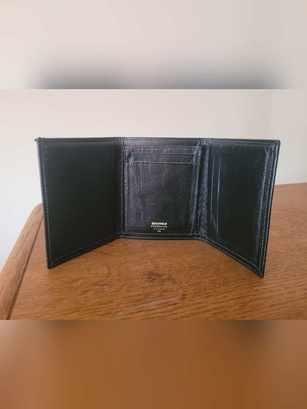 Vintage Black Winfield Trifold Steerhide Men's Wallet Minimalist Canadian Made
